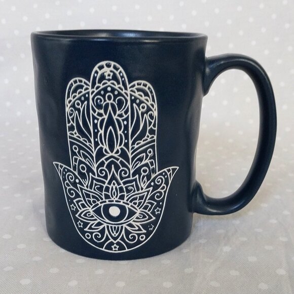 Stay Wild Moon Child Hamsa Hand Blue and White Coffee Mug - Picture 1 of 4